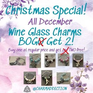 Christmas Special Buy 1 Wine Glass Charm Get 2 FREE December only